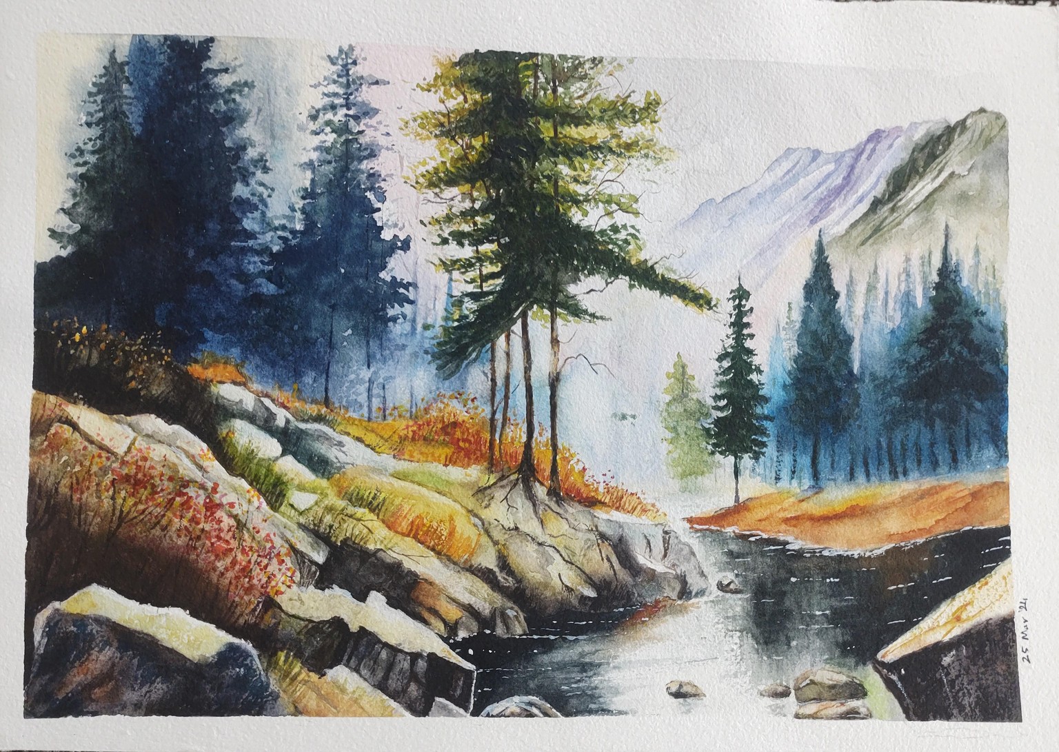 Landscape in watercolor class by Chris - image 1 - student project