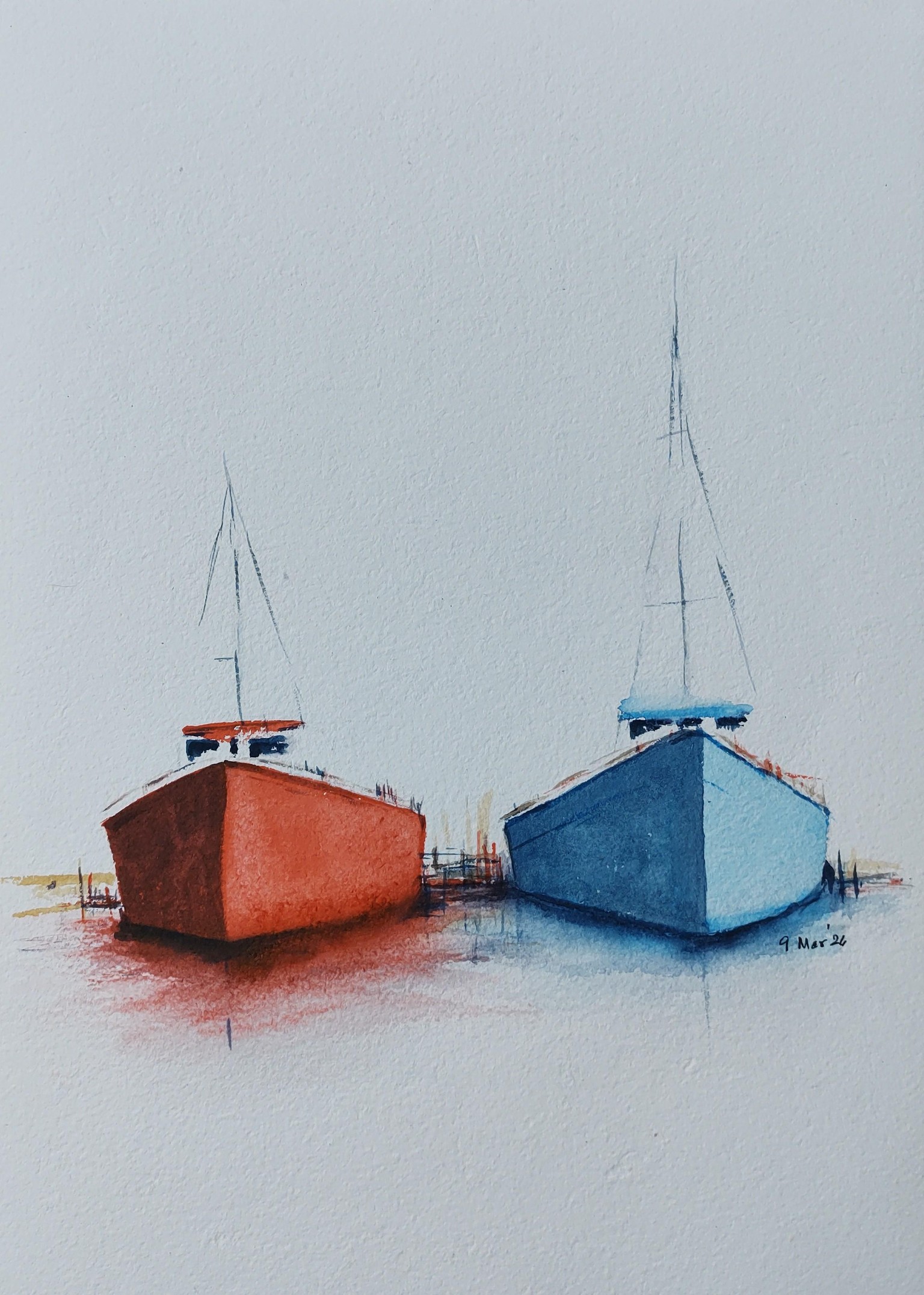 Loose watercolor boats - image 1 - student project