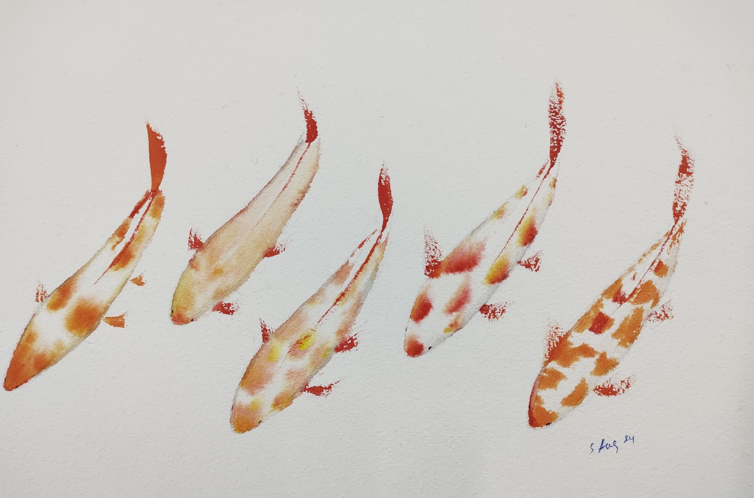Koi watercolour. Wet on wet , a simple exercise with Nadine Dudek - image 1 - student project