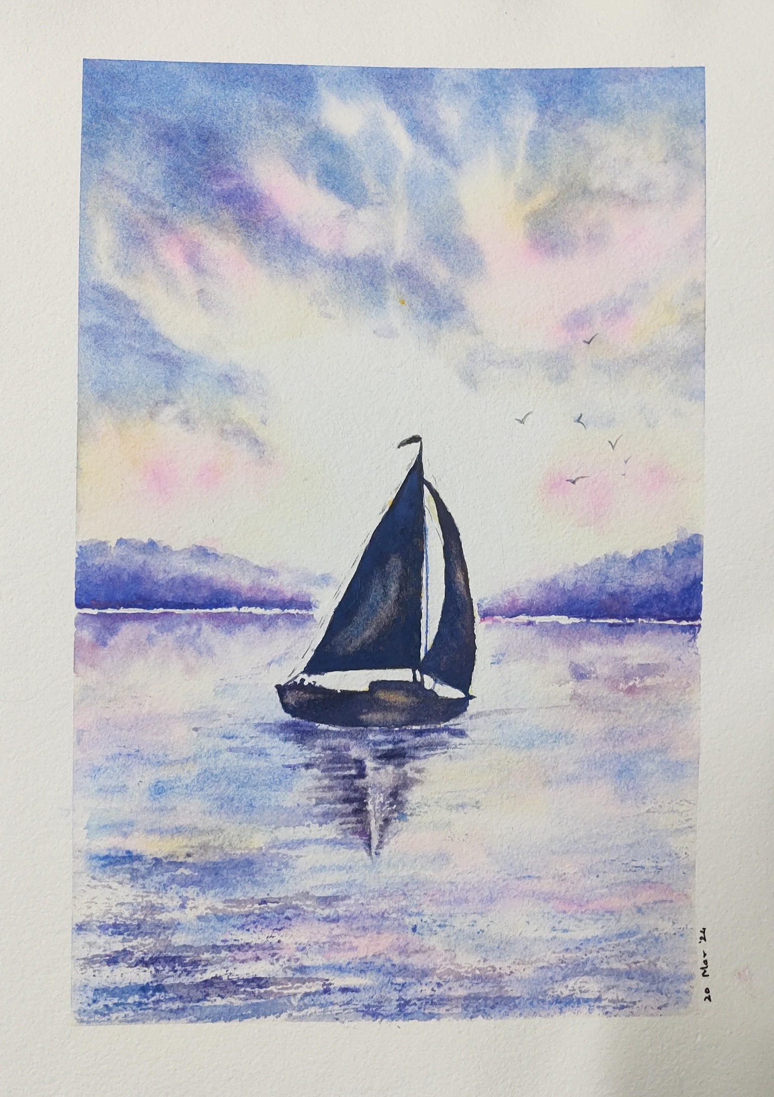 Sailboat sunset watercolor class with Carrie McKenzie - image 1 - student project