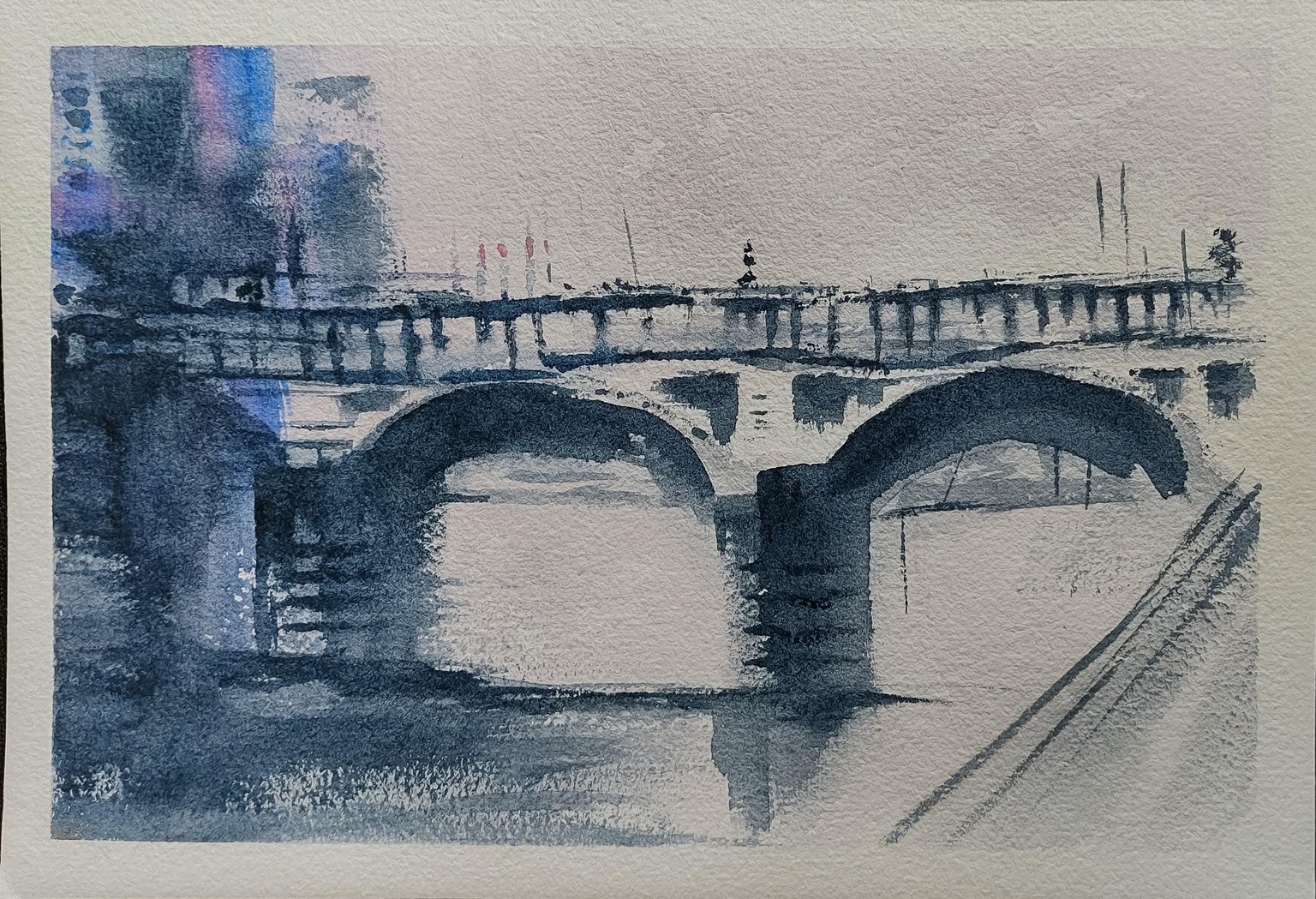 Bridge over water - A fast and furious watercolour class with Nadine Dudek - image 3 - student project