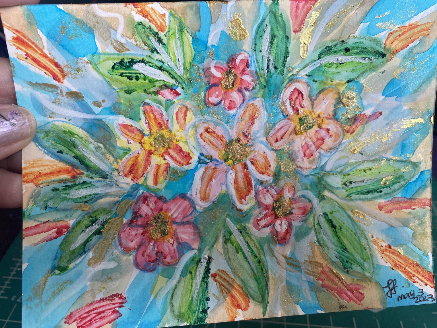 Mixed media flowers - image 1 - student project