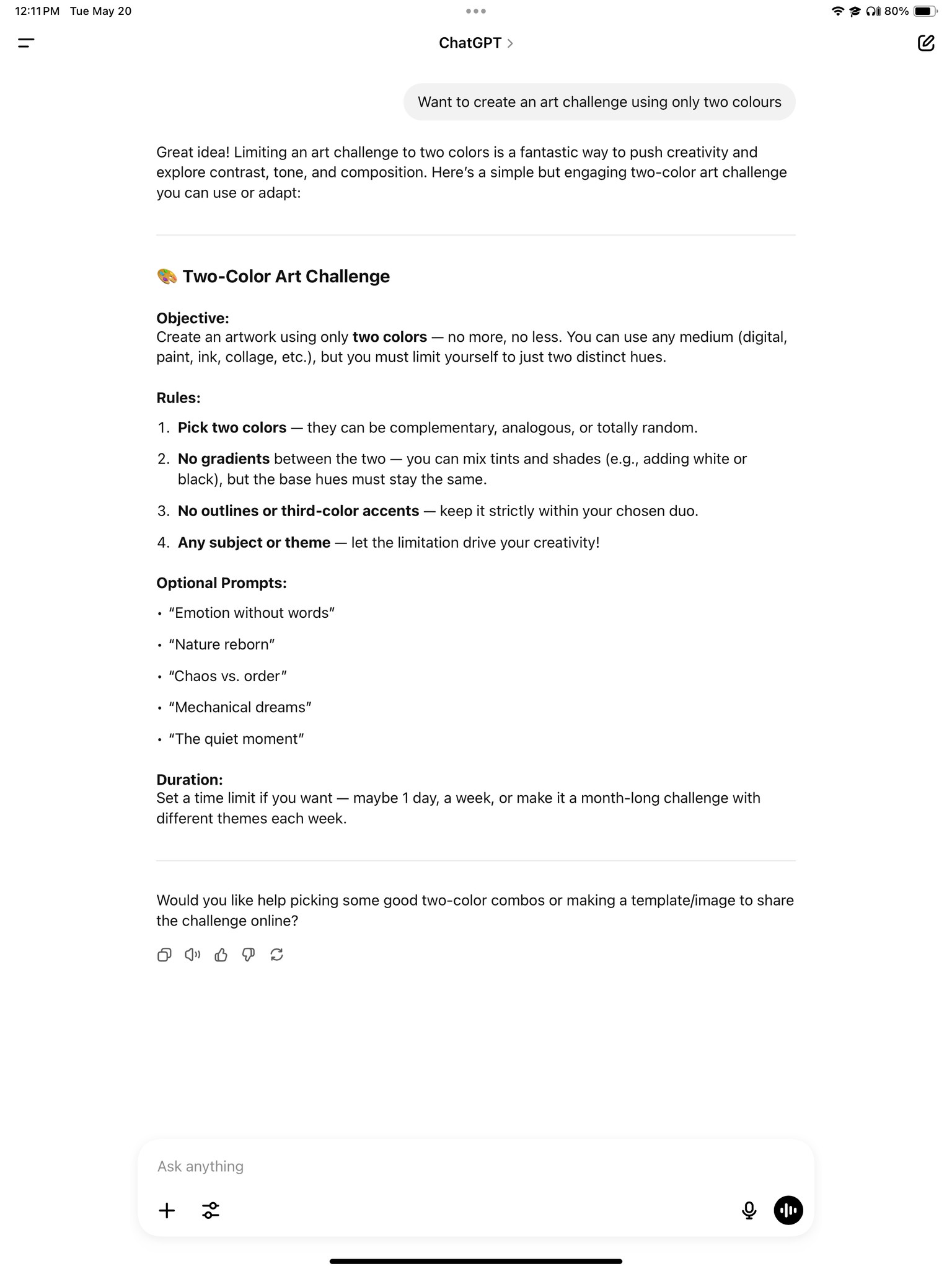 Two Colour ART Challenge / Art Ideas prompts - image 1 - student project
