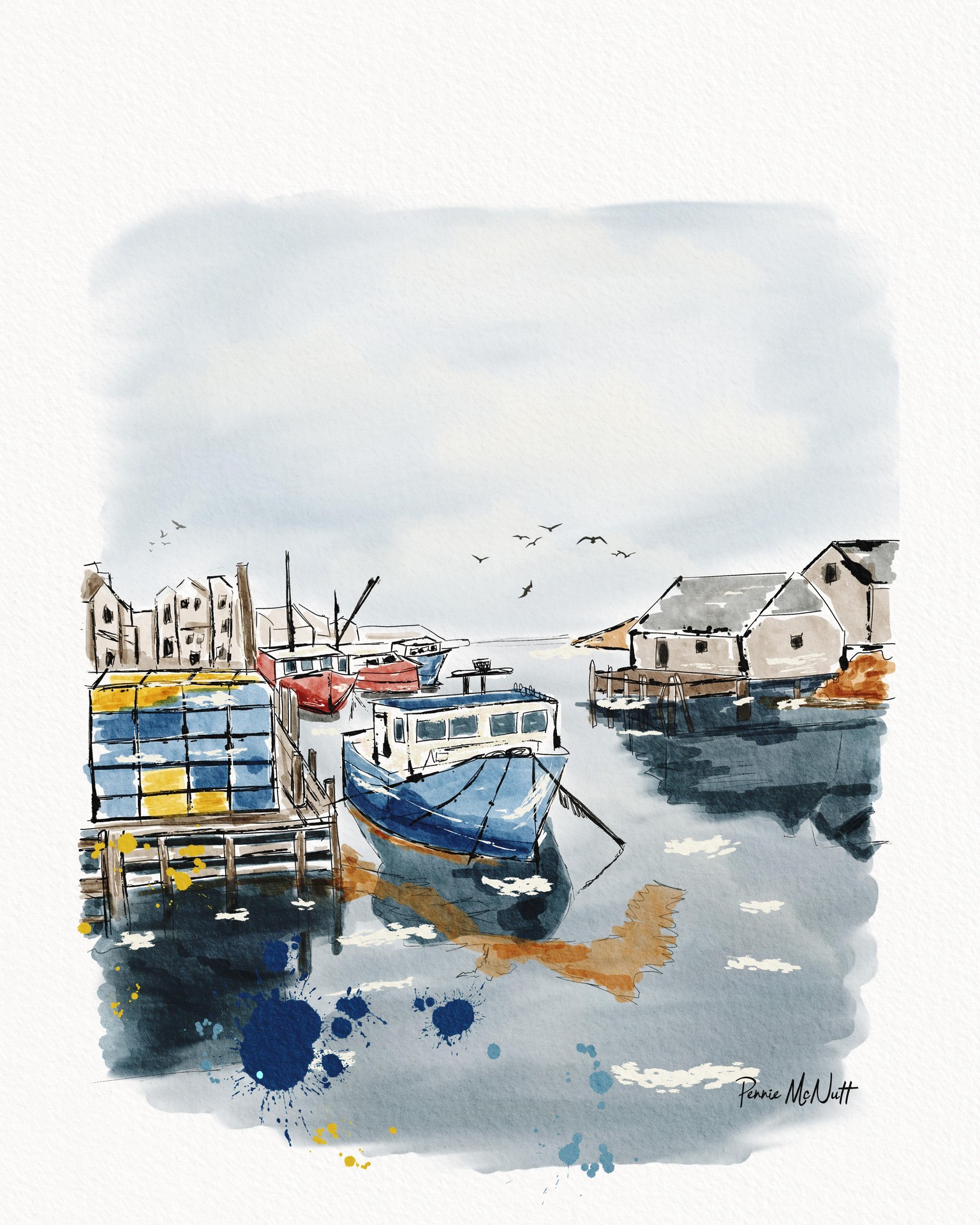 Loose Watercolour/Boats and Water - image 1 - student project