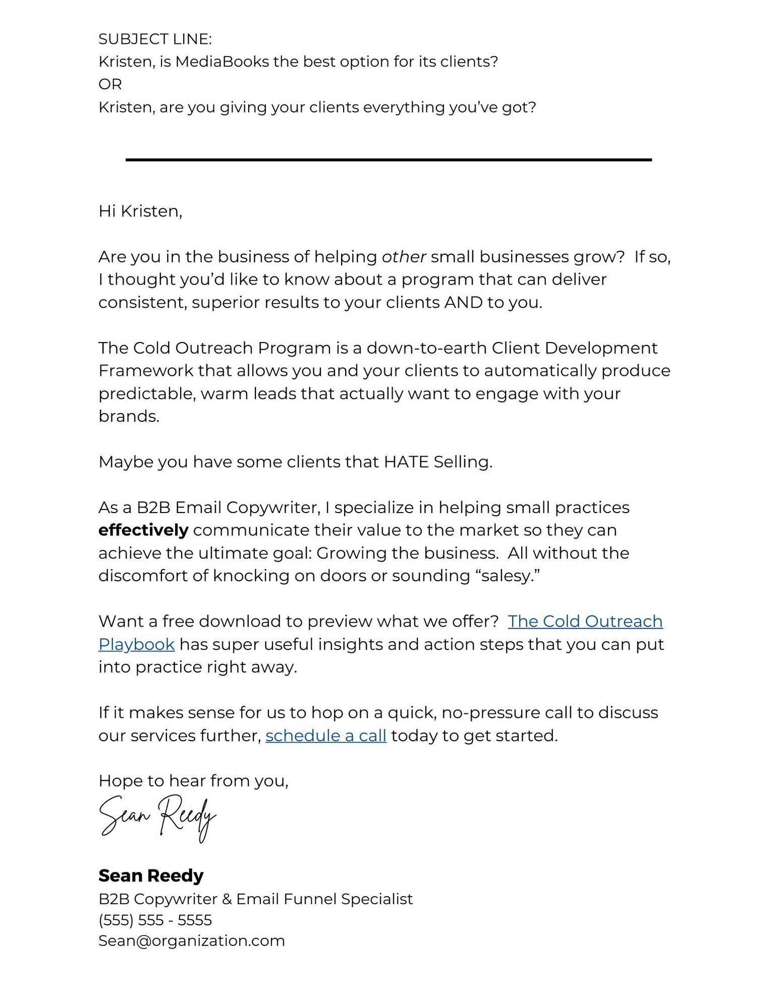 Cold Email - image 1 - student project