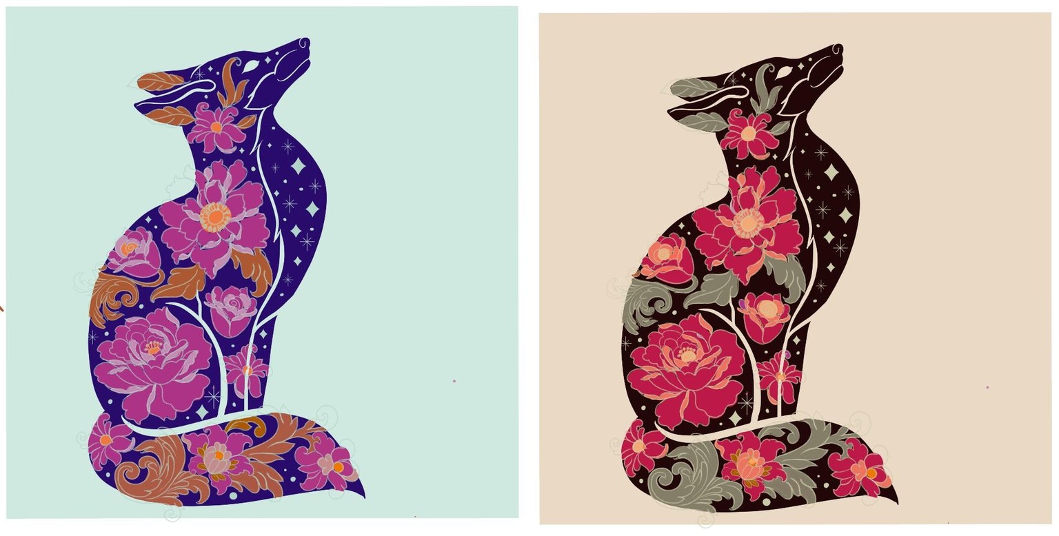 Floral Fox silhouette Art Nouveau - image 1 - student project