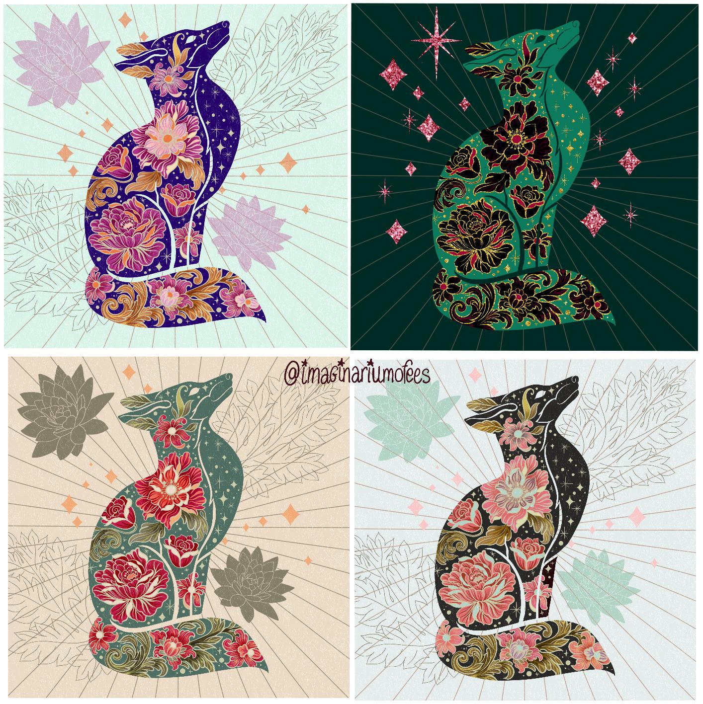 Floral Fox silhouette Art Nouveau - image 2 - student project