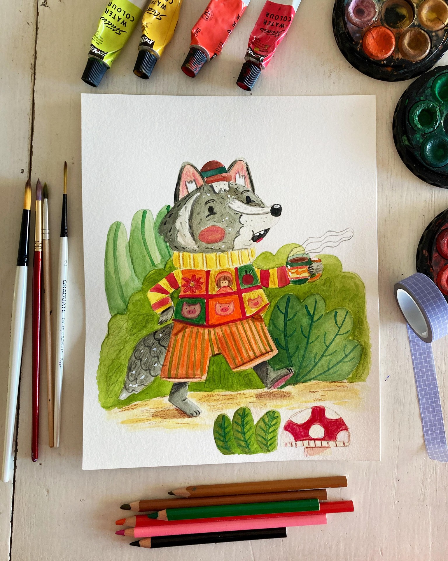 llustración con acuarela: Lobo Feroz - image 6 - student project