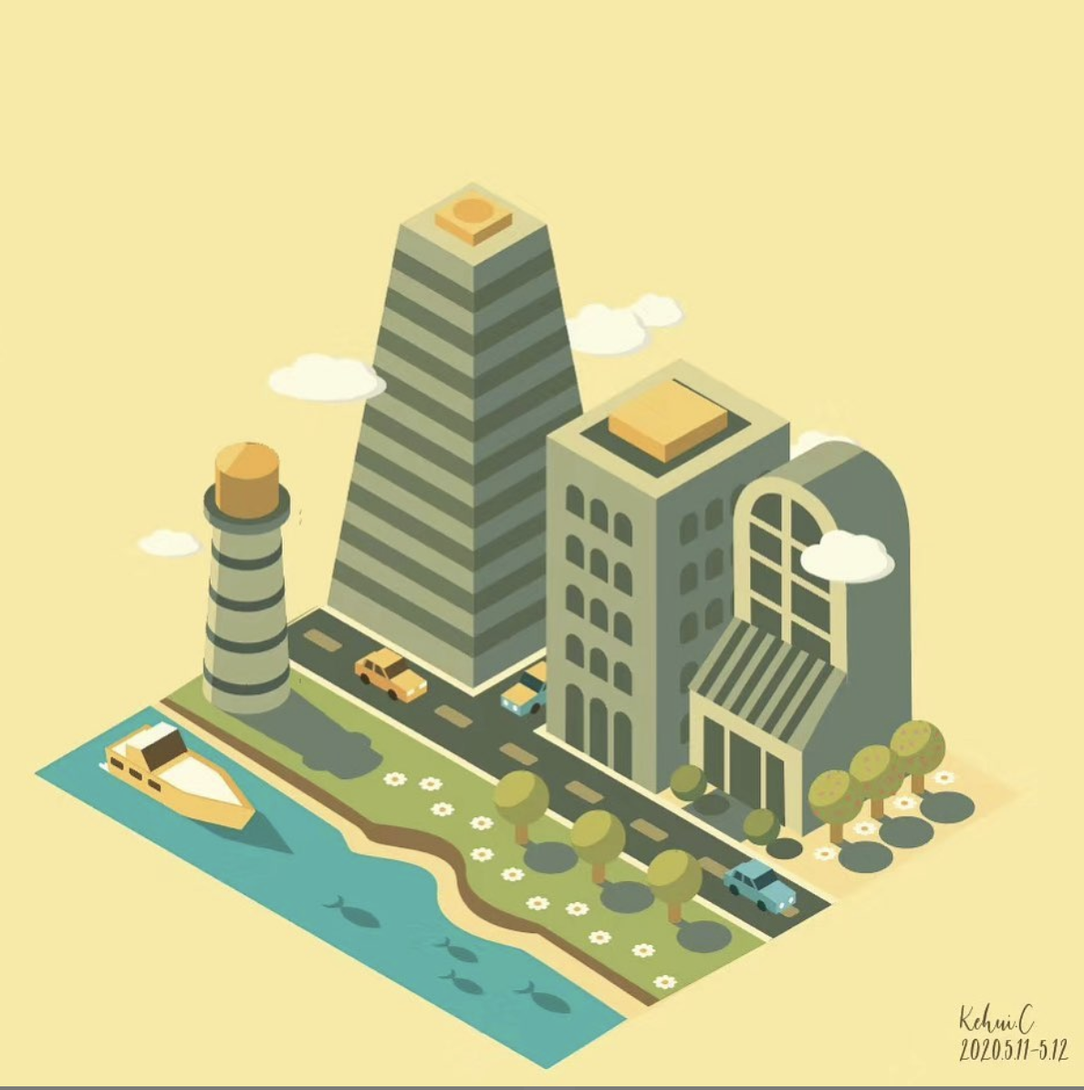 My first Isometric city - image 1 - student project
