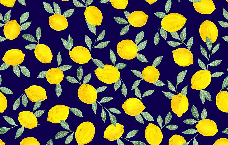 Gouache Lemons still life turned into digital pattern - image 2 - student project