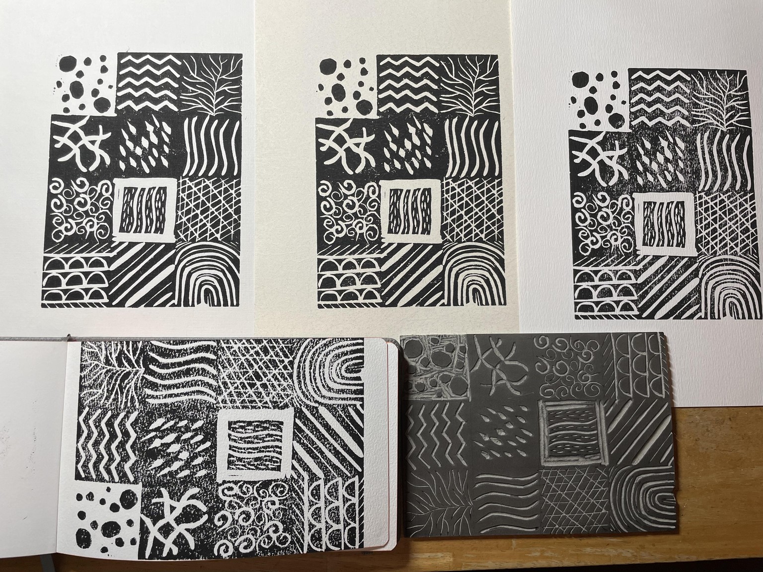 First try at linocutting - image 1 - student project