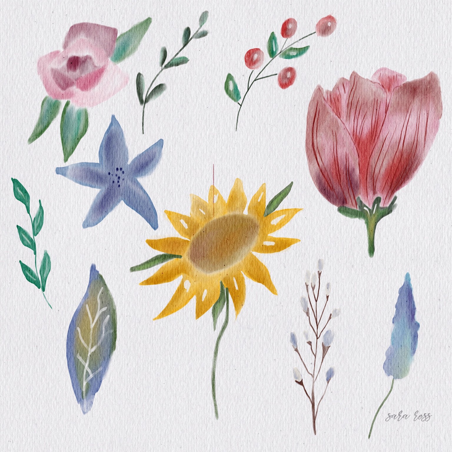 How to create watercolor digital sticker pack in Procreate + free brush - image 2 - student project