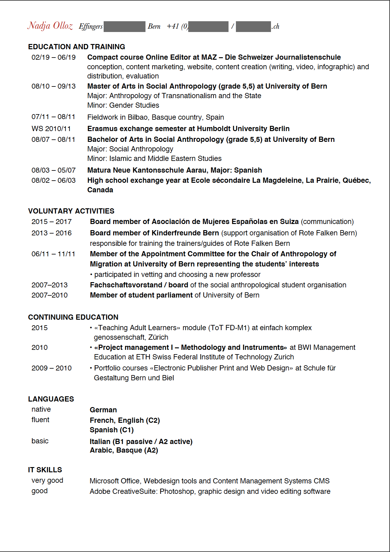 Redesign CV Résumé - image 2 - student project
