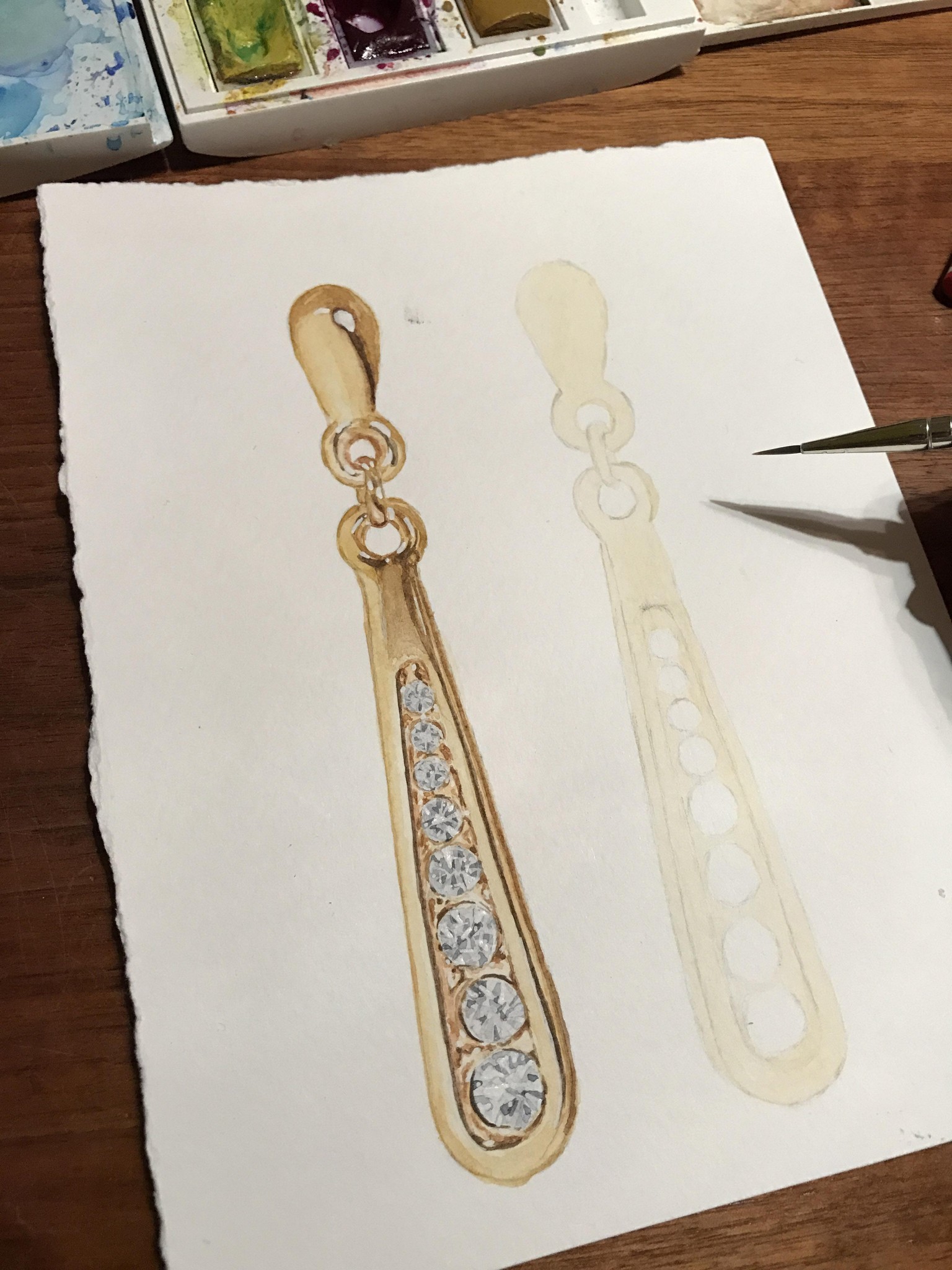 First Watercolour Jewelry! - image 4 - student project