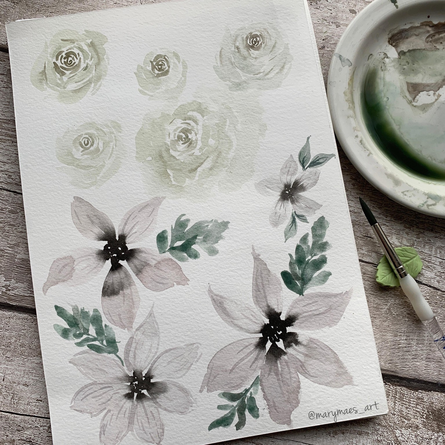 Pretty White Watercolour Florals - image 4 - student project