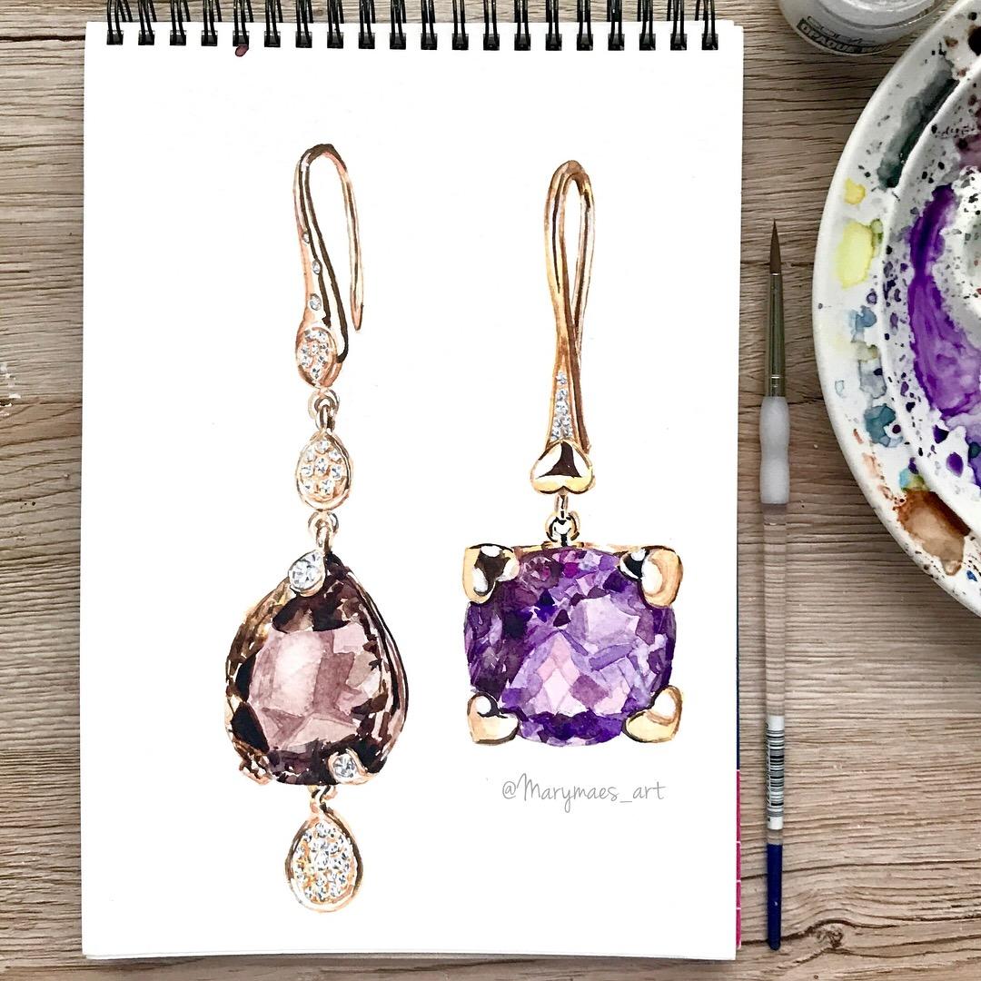First Watercolour Jewelry! - image 7 - student project
