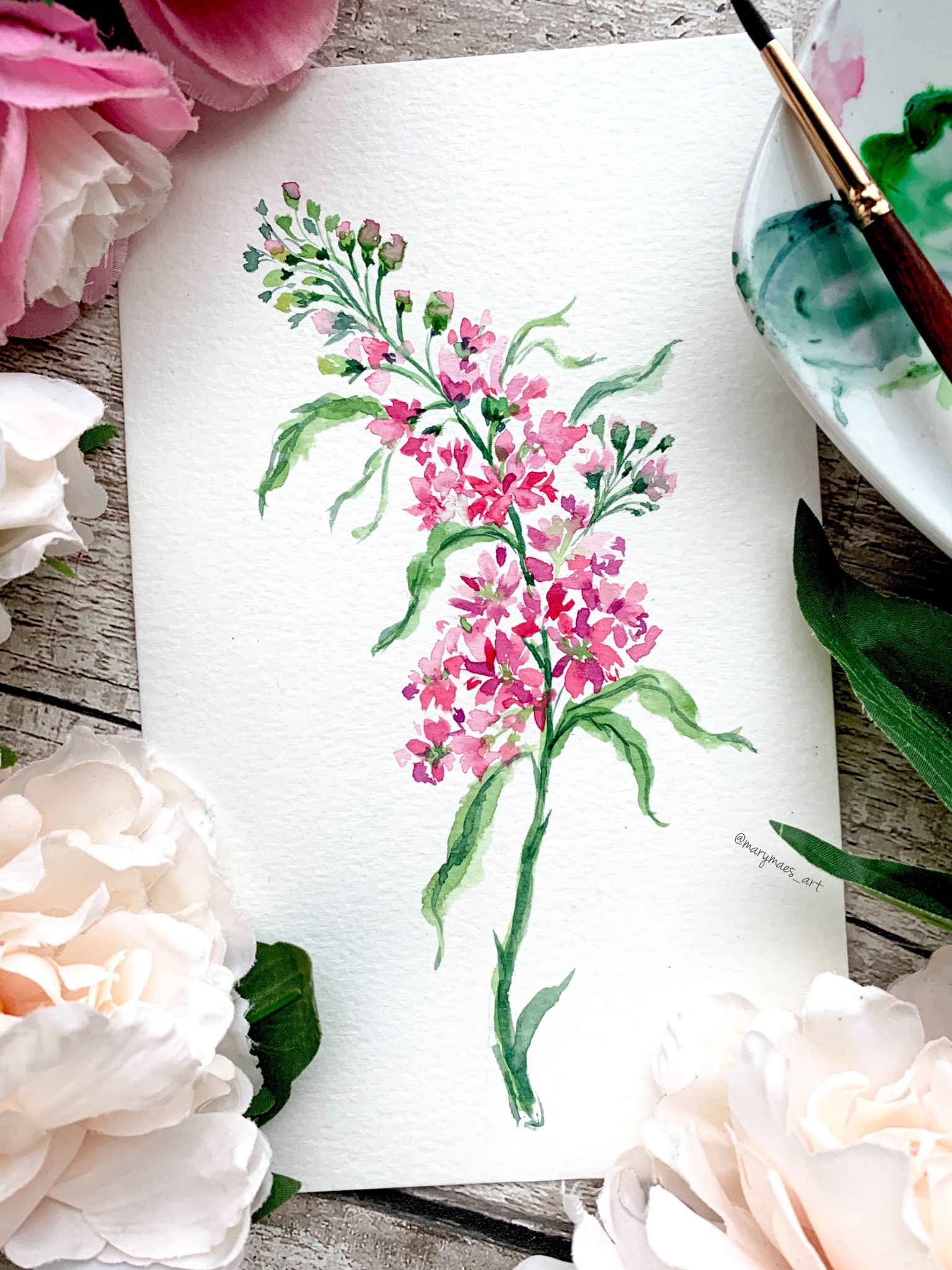 Pretty in Pink Watercolour Freesia - image 3 - student project