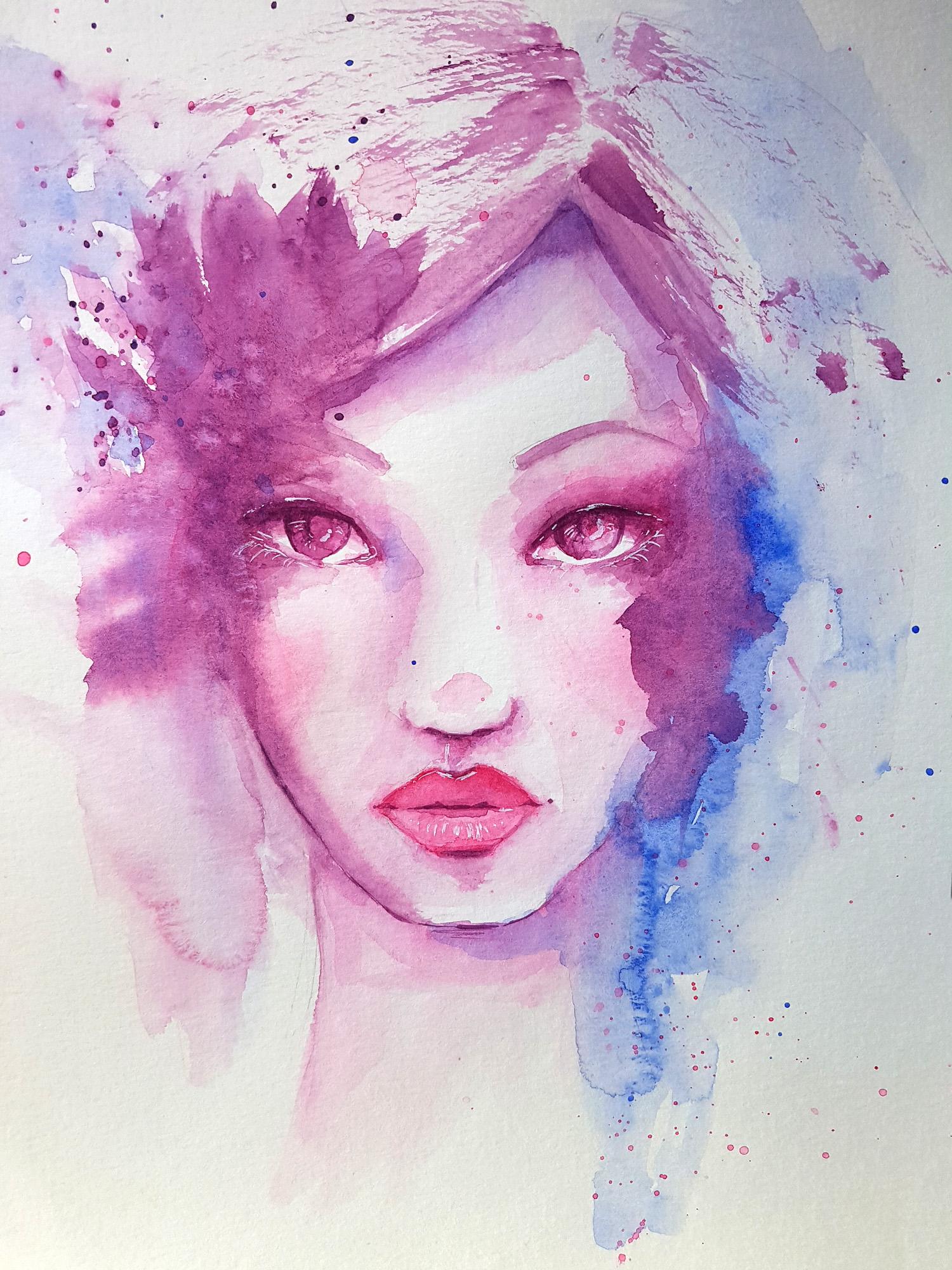 Whimsical Watercolour Face - image 1 - student project