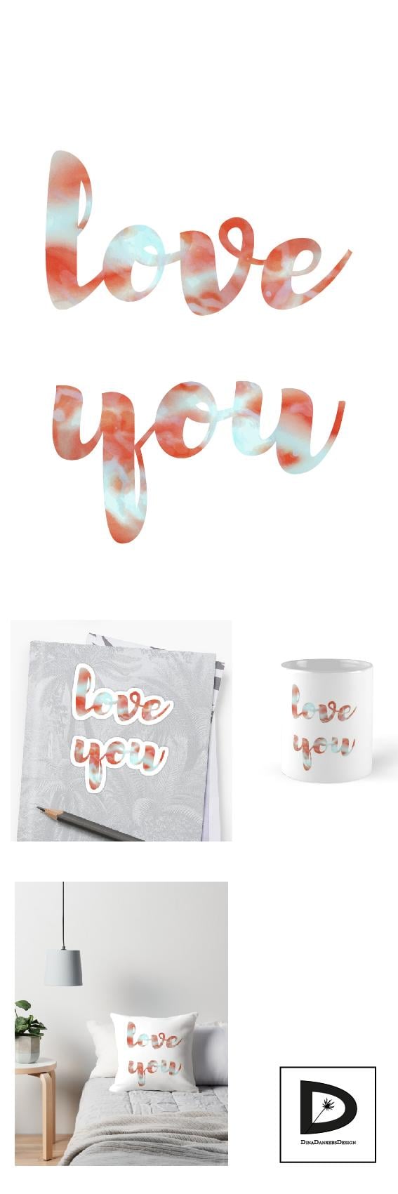 Love you watercolor textured clipart. - image 1 - student project