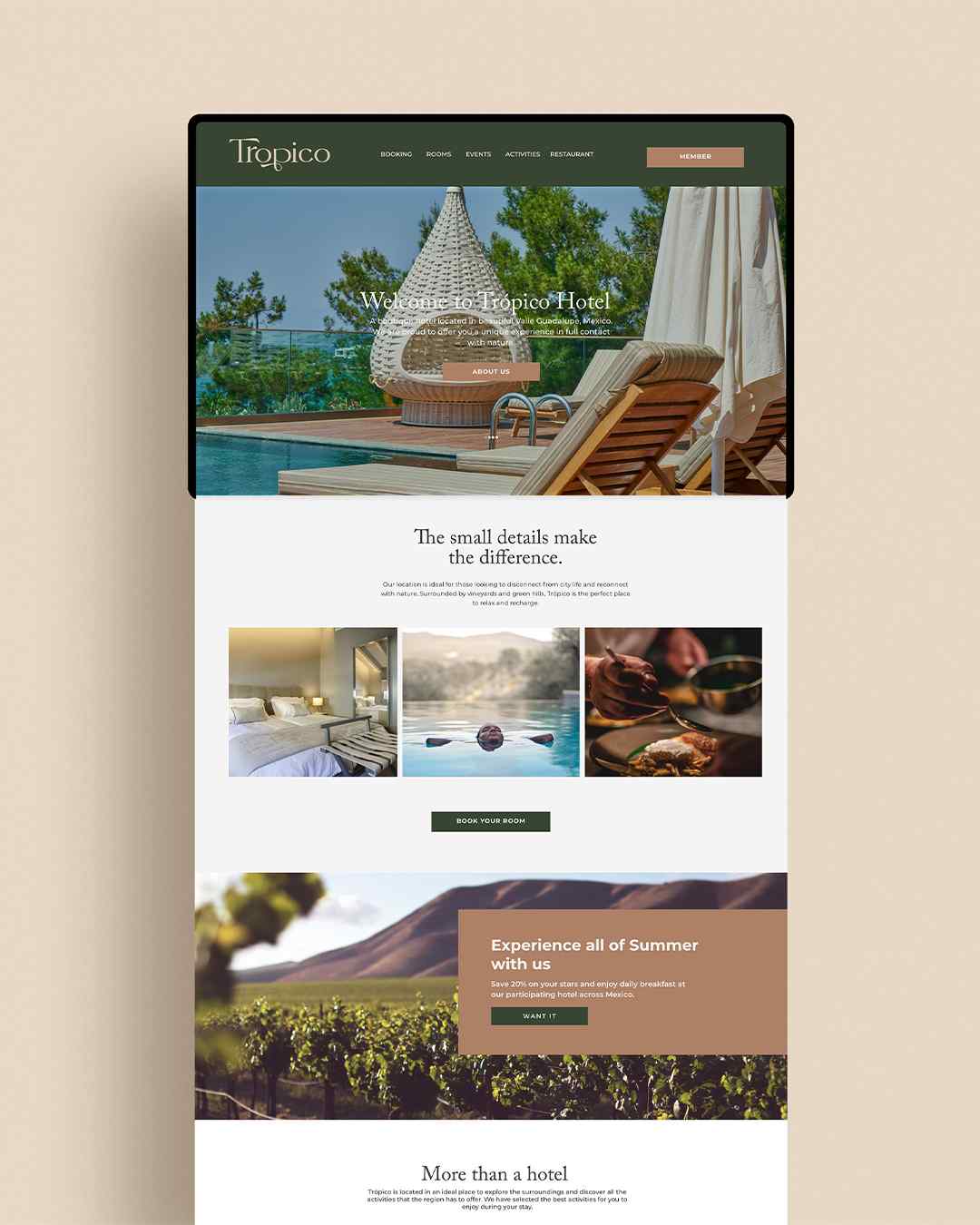 Boutique Hotel UI/UX design - image 1 - student project