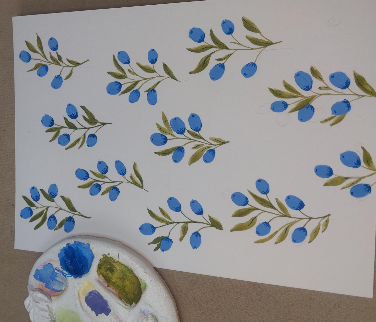 Botanical Illustration: Paint a Simple Indian Floral Pattern in Gouache - image 4 - student project