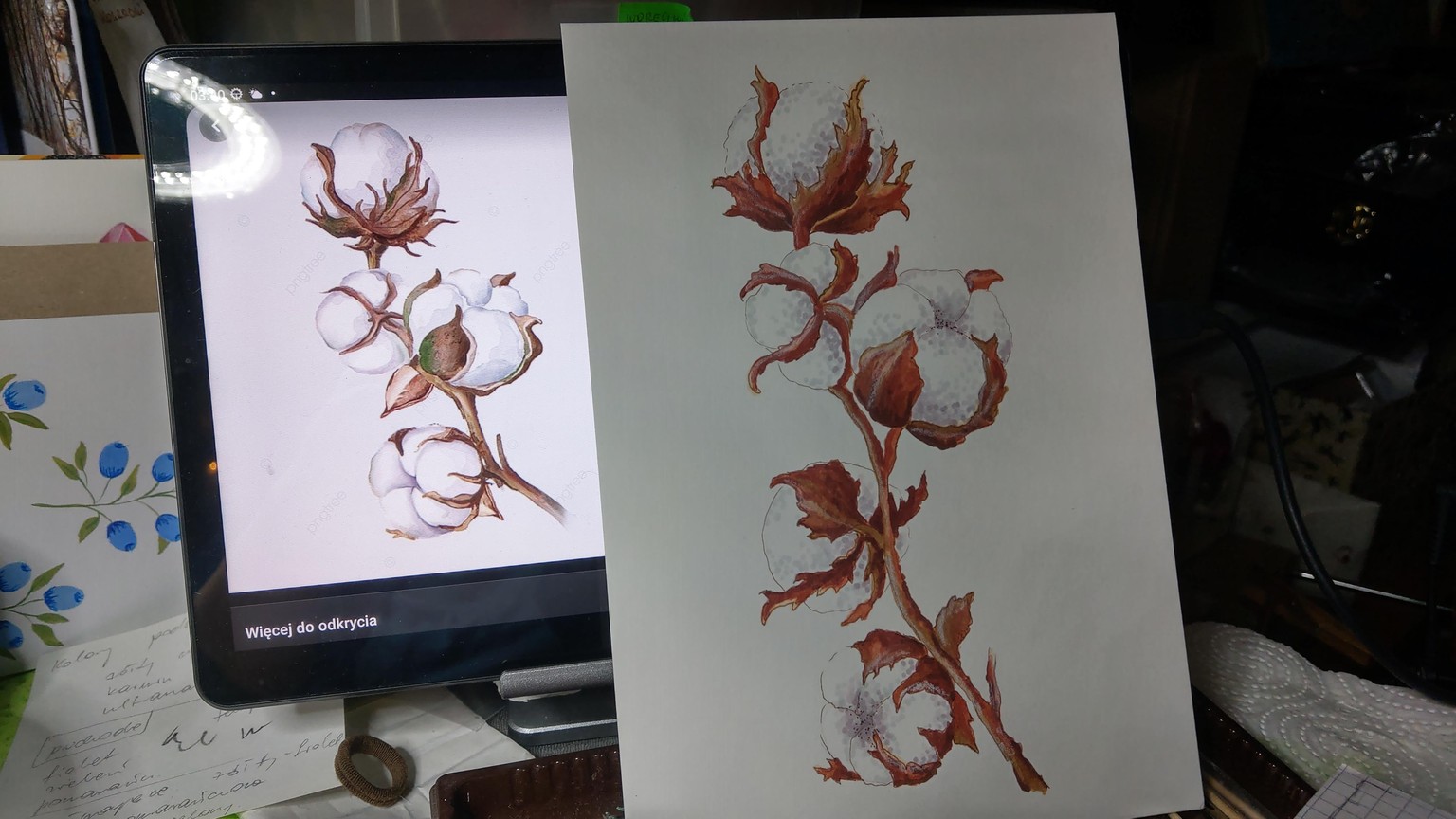 Markers: 100% Cotton (+Chinese Lantern Plant) - image 2 - student project