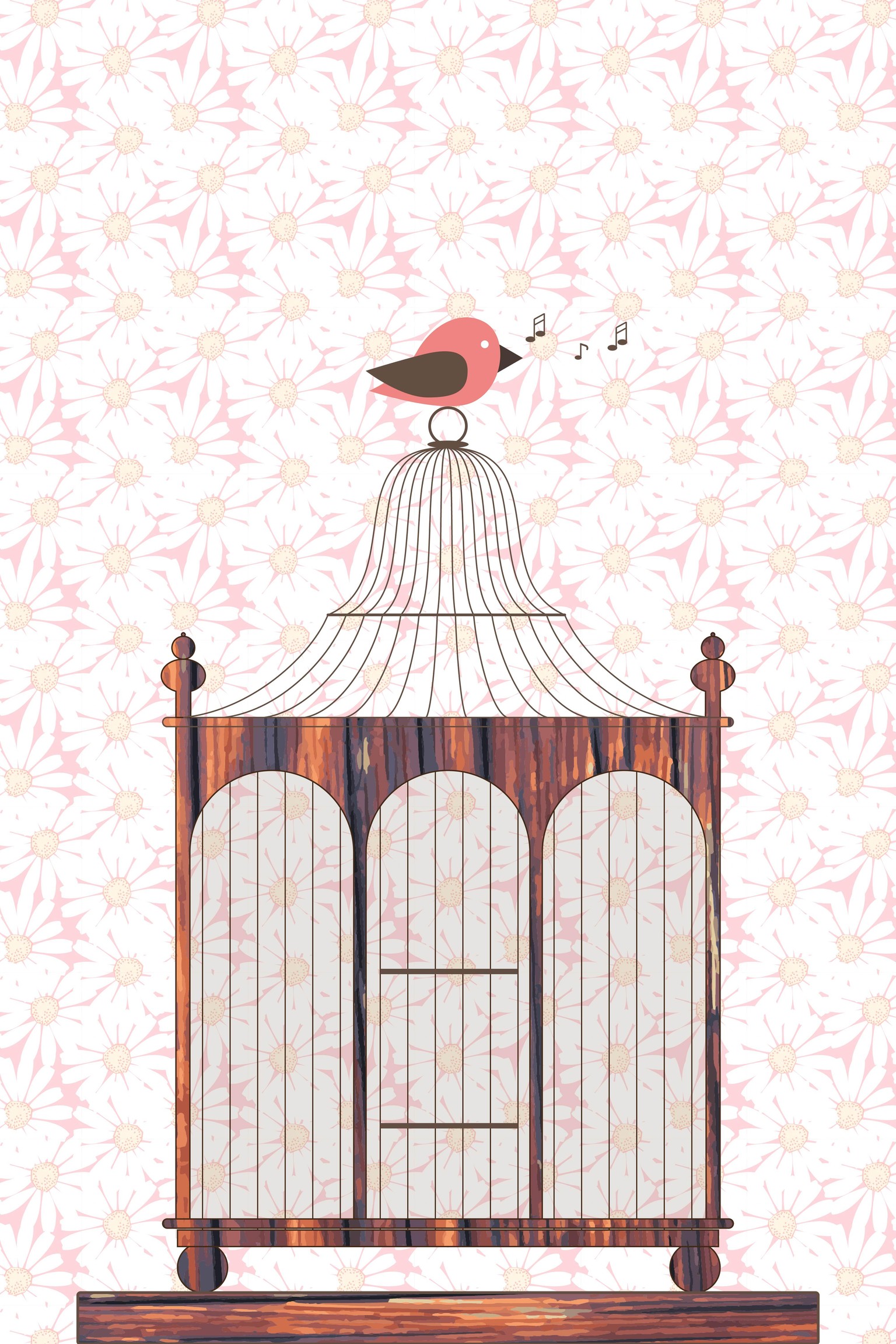 A wooden vintage birdcage with a singing birdie - image 1 - student project