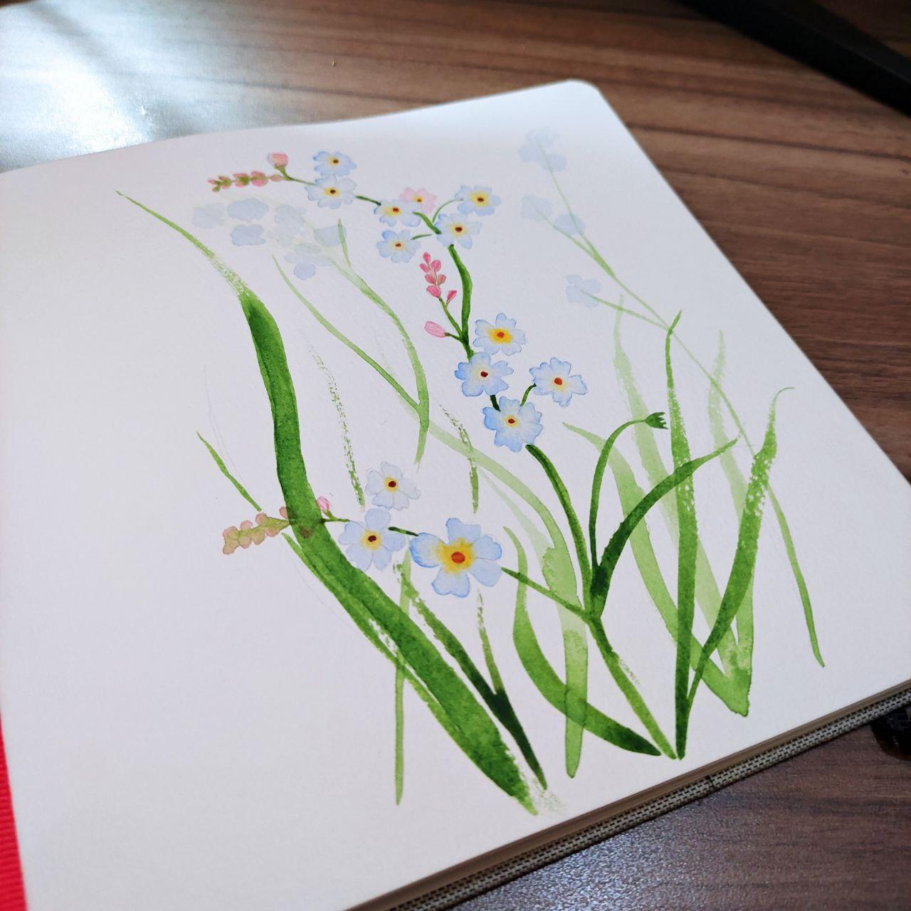Painting Forget Me Fot Flowers - image 2 - student project