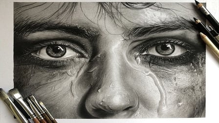 Realistic Portrait Drawing with Charcoal Pencil 