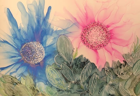 Beautiful Blooms in a Glass Vase Alcohol Ink Painting - Create Smart Academy