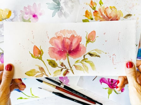 Pintar flores em aquarela soltas - se expresse livremente