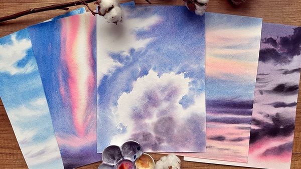 5-Day Watercolor Sky Challenge: 5 Soothing 15-Minute Projects