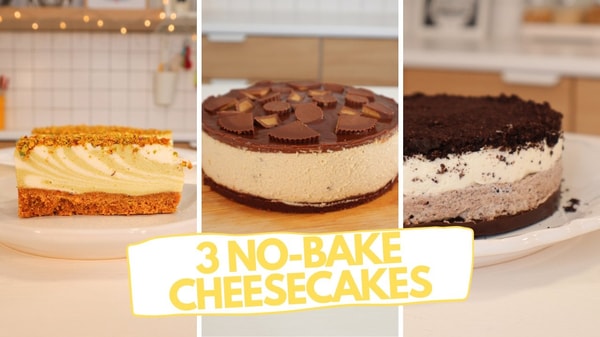 3 No-Bake Cheesecakes: Pistacio Zebra, Peanut Butter Cups and Oreo