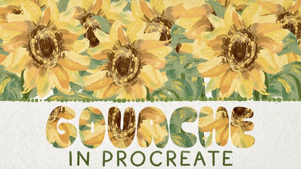 How to Paint Gouache Floral illustration in Procreate: Floral Frames and Postcards on IPad