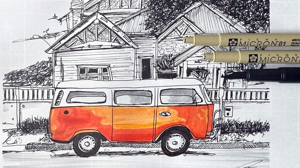 High-Contrast Sketching: Create Bold Scenes with Markers & Fine Liners