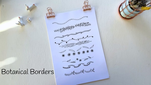 Botanical Borders: Creating beautiful border and frame designs in fineliner pen.