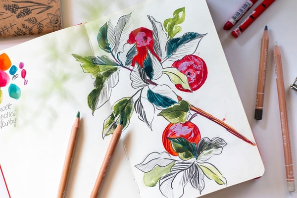 From Photo to Mix Media: Apple Tree Study