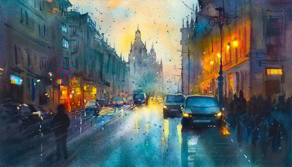 Painting Rainy Streets in Watercolor: Light, Reflections and Atmosphere