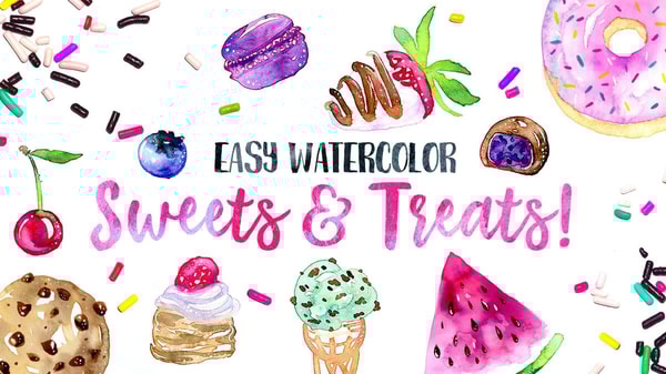 Easy & Fun Watercolor Sweets & Treats! Step by Step Painting Beginner Art Tutorial
