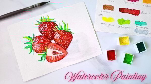 Watercolor Fruits: Make Strawberries Pop with Color & Light
