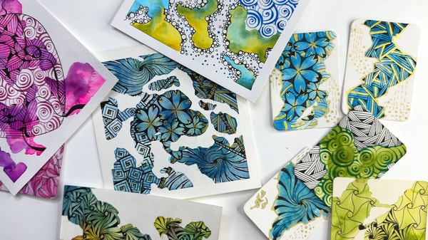 Explore Map Tangling - An Abstract Watercolor meets Zentangle Technique