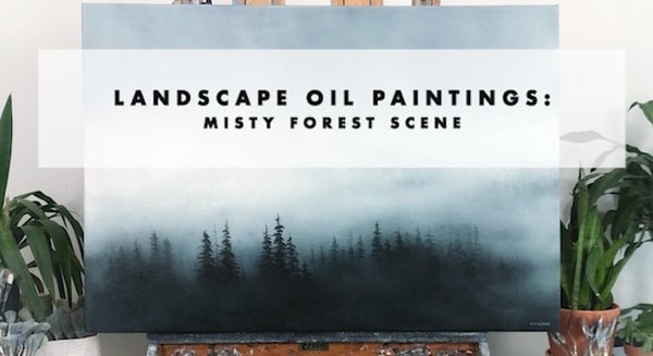 LANDSCAPE OIL PAINTING: MISTY FOREST SCENE