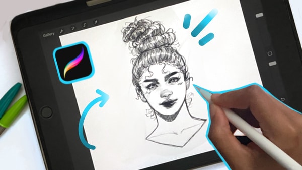 Digital Sketch: How to Draw a Messy Bun Hairstyle in Procreate