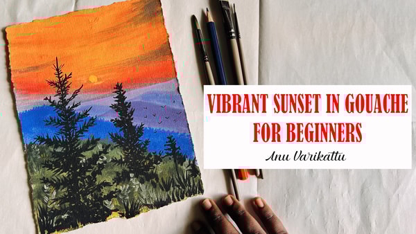 Paint a Vibrant Sunset Landscape in Gouache