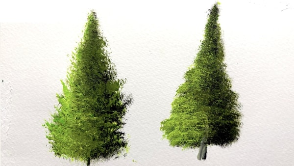Landscape Painting for Beginners: Pine Tree Step-by-Step