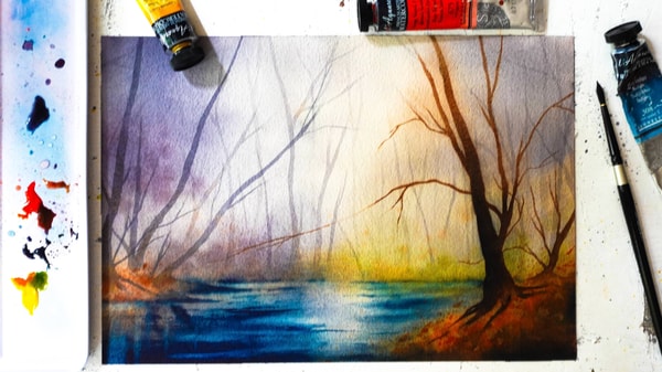 Misty Forest Landscapes in Watercolor Painting: Building on the Basics