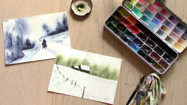 Snowy Watercolor - How to collaborate with your paper