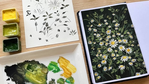 Gouache Sketchbook Series for Beginners : Painting a Floral Spread