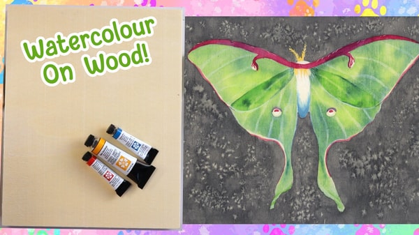 Watercolour on Wood - Paint a Vivid Luna Moth