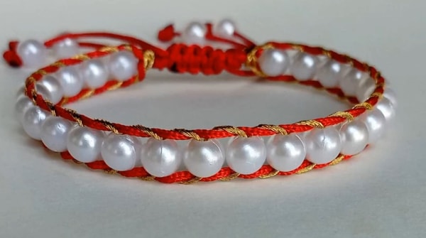 Red and white pearl bracelet DIY friendship bands